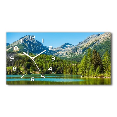 Skleněné hodiny na stěnu Jezero v horách