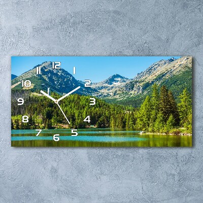 Skleněné hodiny na stěnu Jezero v horách