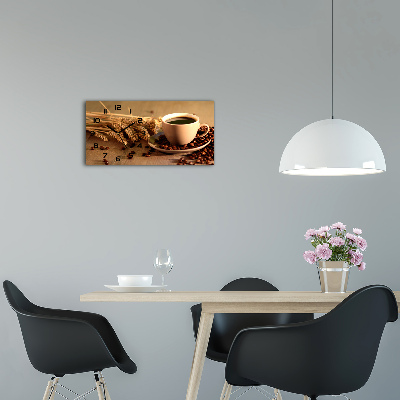 Skleněné hodiny na stěnu Aromatická káva