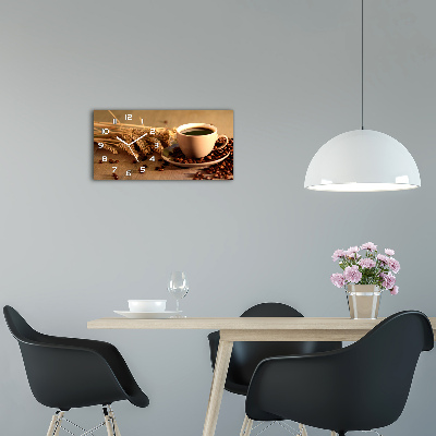 Skleněné hodiny na stěnu Aromatická káva