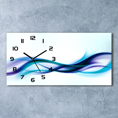 Skleněné hodiny na stěnu Abstrakce vlny