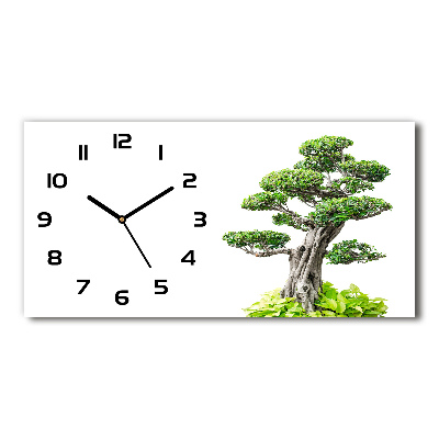Skleněné hodiny na stěnu tiché Strom bonsai