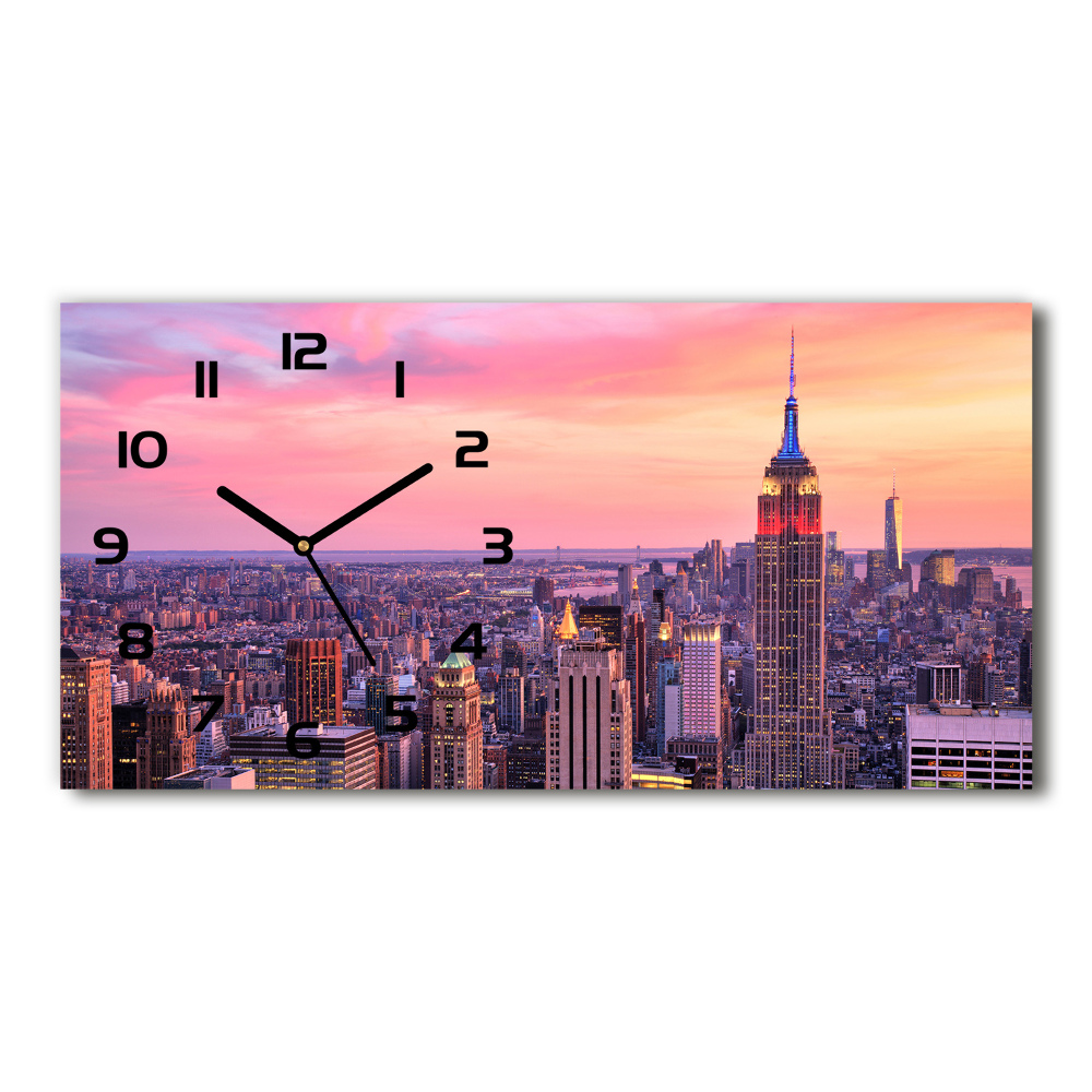 Skleněné hodiny na stěnu New York západ slunce