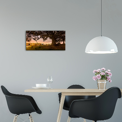 Skleněné hodiny na stěnu tiché Starý strom
