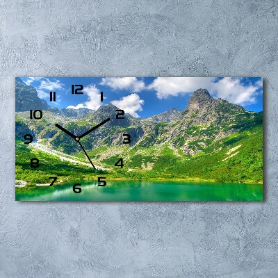 Skleněné hodiny na stěnu Jezero v horách