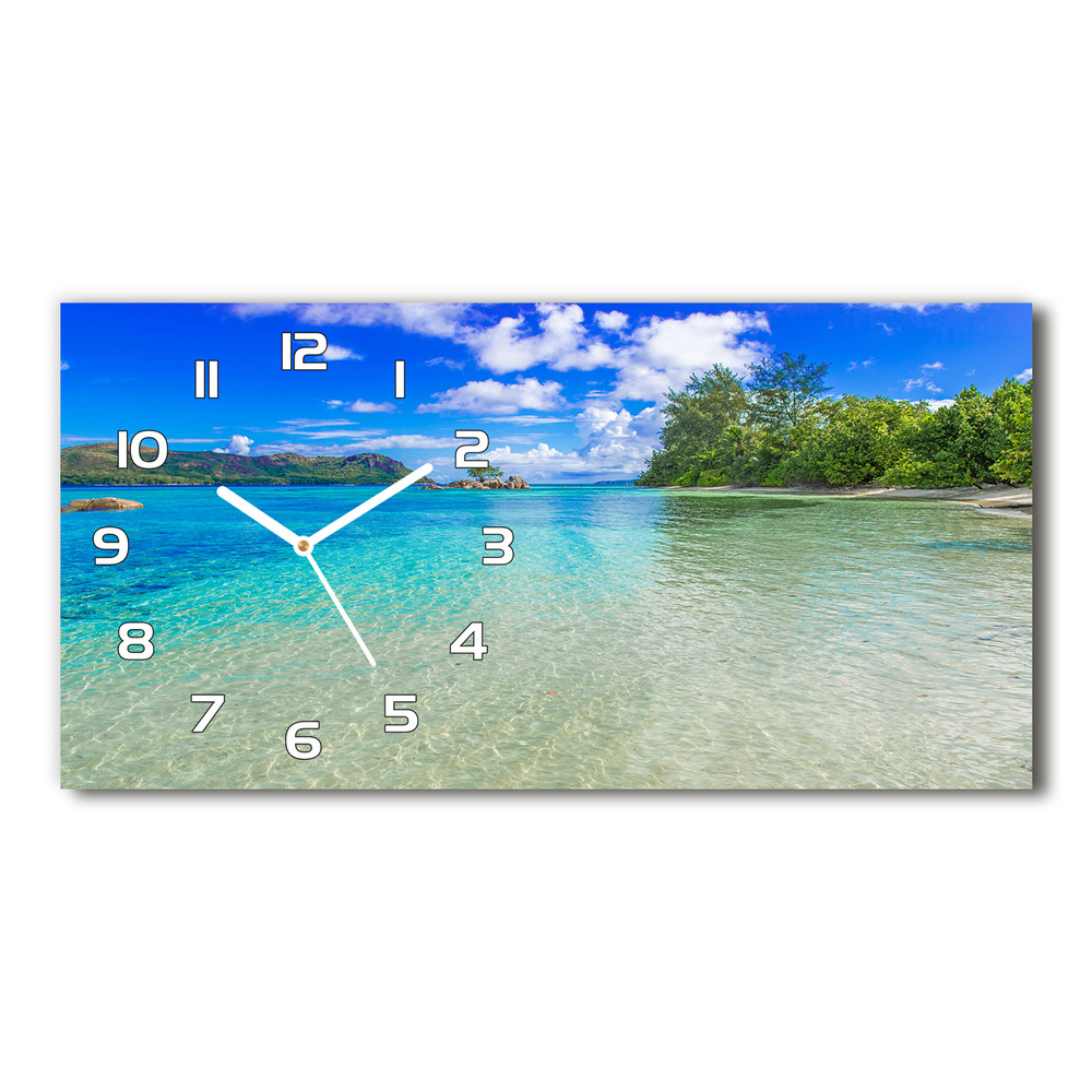 Skleněné hodiny na stěnu tiché Pláž Seychely