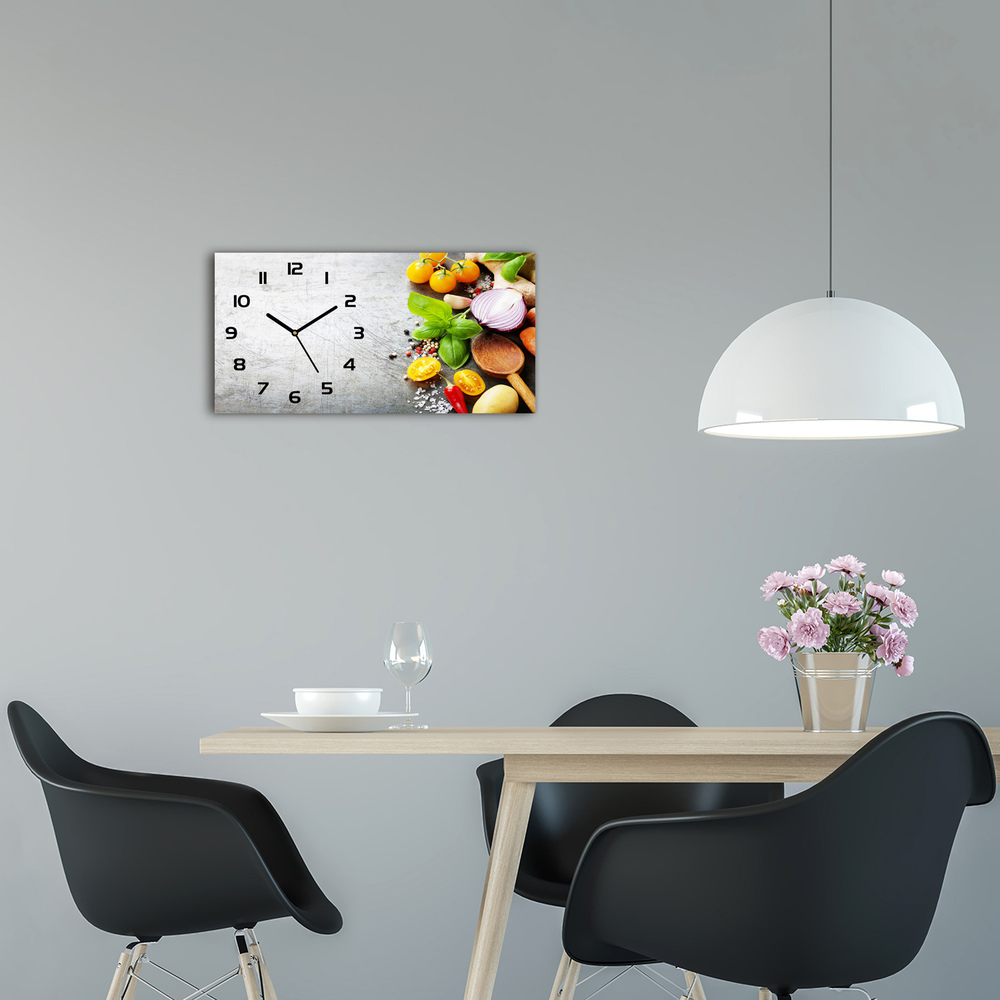 Moderní skleněné hodiny na stěnu Zelenina