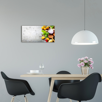 Moderní skleněné hodiny na stěnu Zelenina