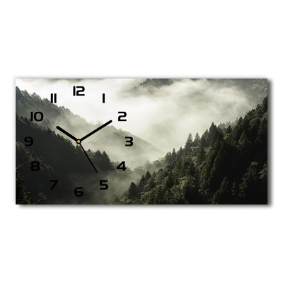 Skleněné hodiny na stěnu tiché Mlha nad lesem