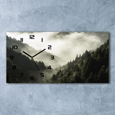 Skleněné hodiny na stěnu tiché Mlha nad lesem