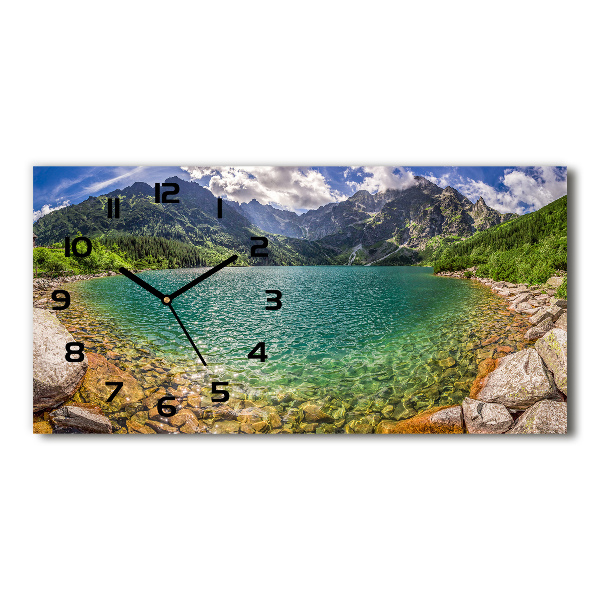 Skleněné hodiny na stěnu Jezero v horách
