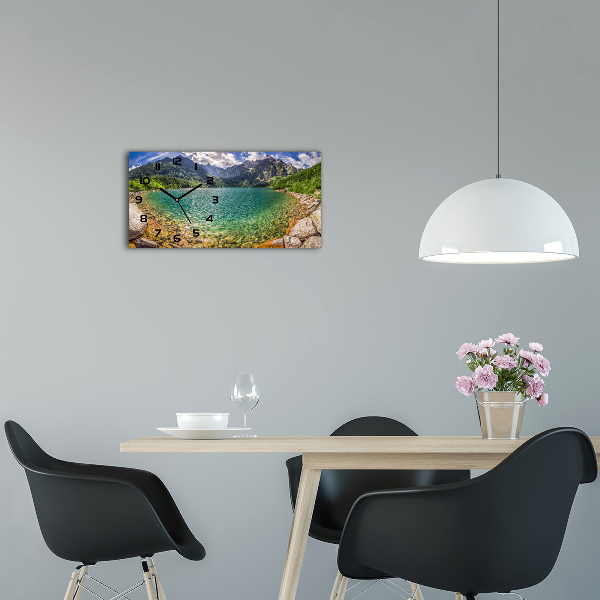 Skleněné hodiny na stěnu Jezero v horách