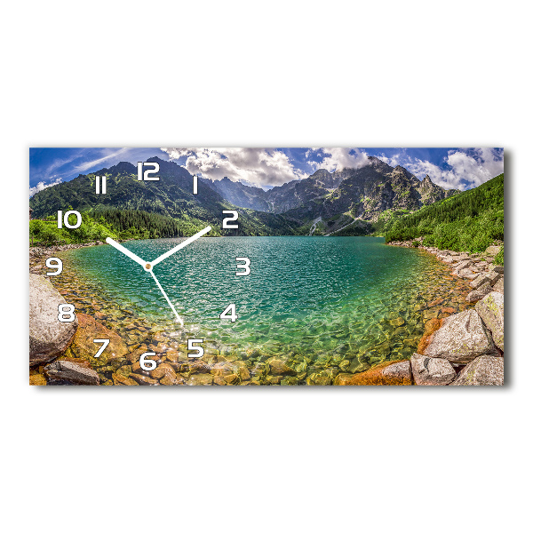 Skleněné hodiny na stěnu Jezero v horách