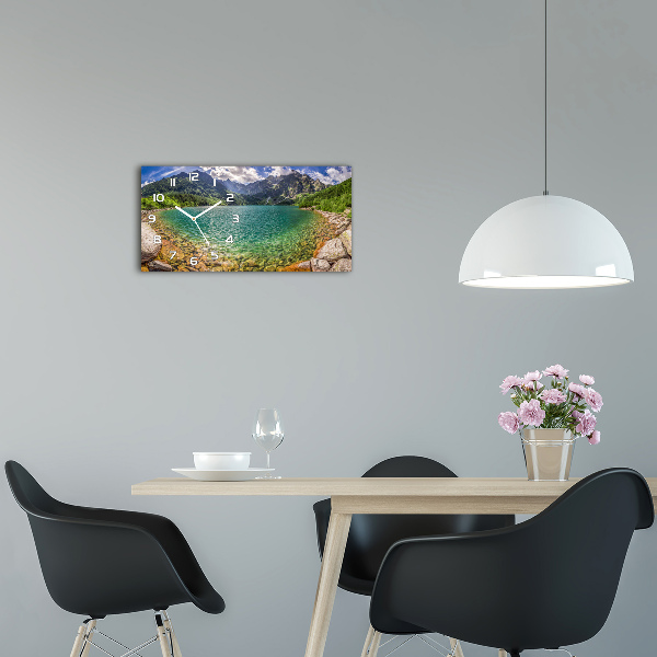 Skleněné hodiny na stěnu Jezero v horách