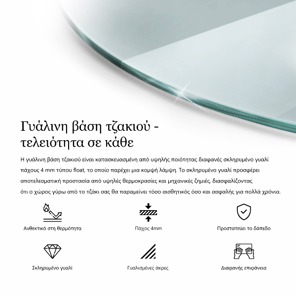 Sklo pod kamna kulatá průhledná