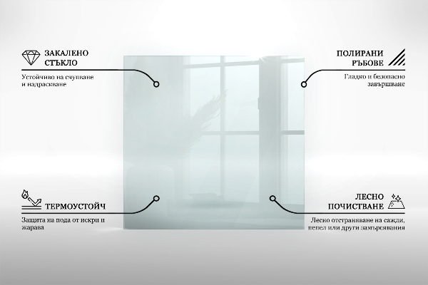 Šestihranná skleněná deska pod kamna průhledná