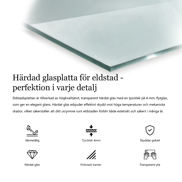 Šestihranná skleněná deska pod kamna průhledná