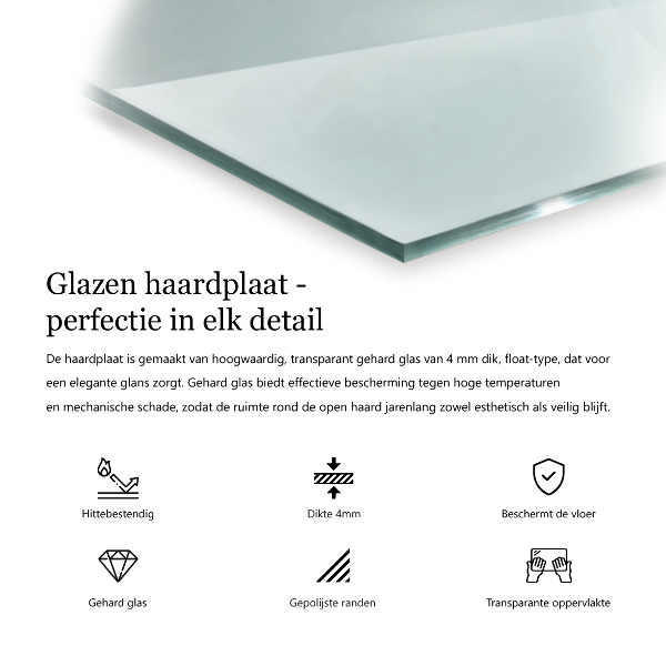 Šestihranná skleněná deska pod kamna průhledná