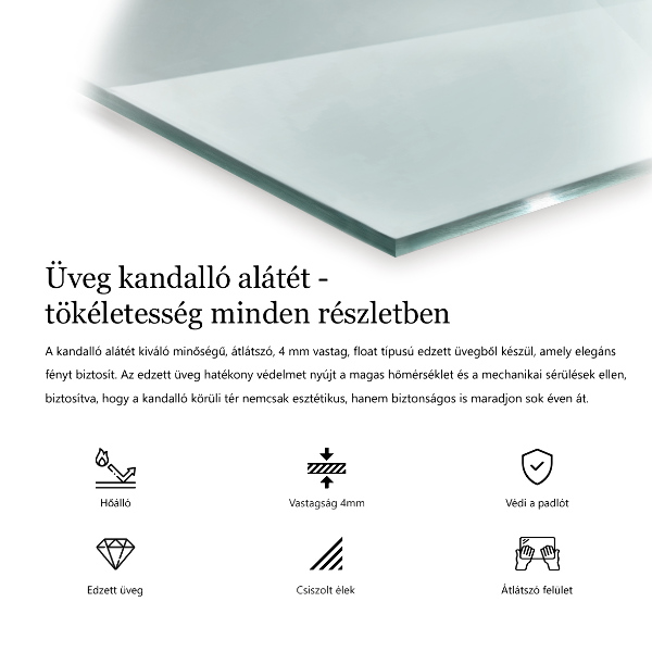 Šestihranná skleněná deska pod kamna průhledná