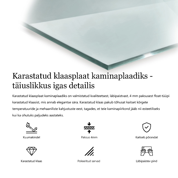 Šestihranná skleněná deska pod kamna průhledná