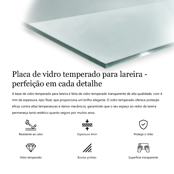 Šestihranná skleněná deska pod kamna průhledná