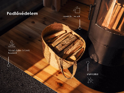 Semioválná podložka pod kamna v industriálním metalovém provedení