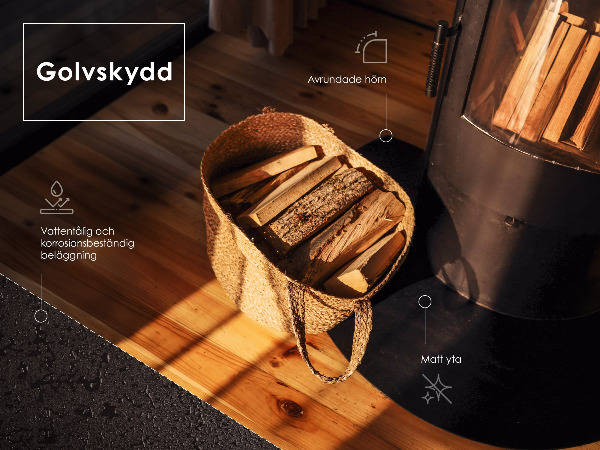 Semioválná podložka pod kamna v industriálním metalovém provedení