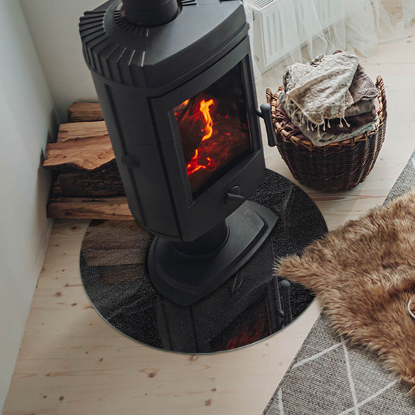 Kulaté sklo pod krbová kamna Vzor z přírodního kamene