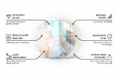 Kulaté sklo pod krbová kamna Vzor z přírodního kamene