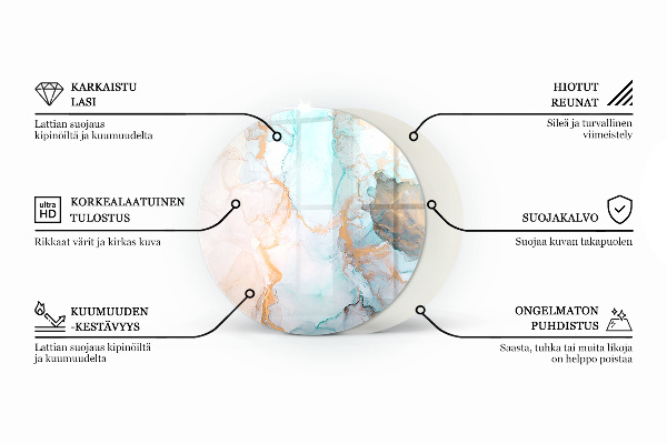 Kulatá skleněná podložka pod kamna Abstraktní oblačnosti se tvoří v pevných látkách