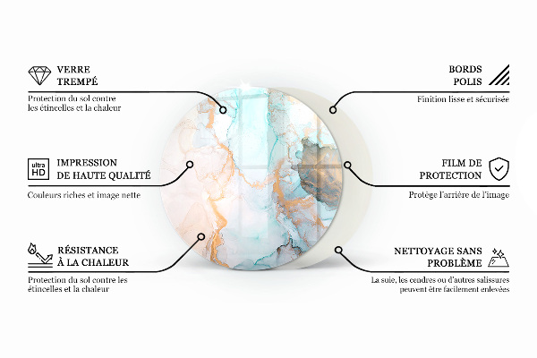 Kulatá skleněná podložka pod kamna Abstraktní oblačnosti se tvoří v pevných látkách