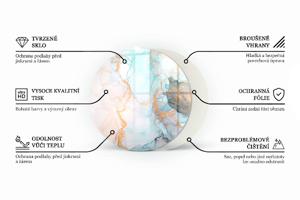 Kulatá skleněná podložka pod kamna Keramické vzory na pozadí