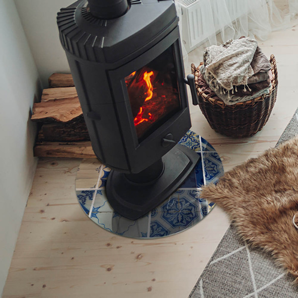 Kulatá skleněná podložka pod kamna Keramické vzory na pozadí