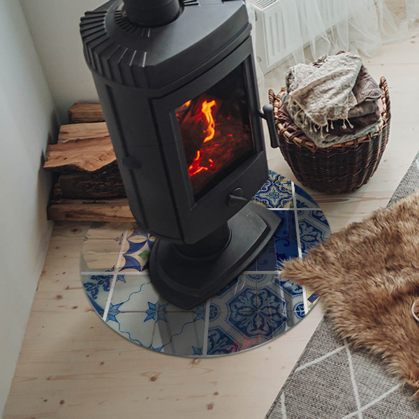 Kulatá skleněná podložka pod kamna Keramické vzory na pozadí