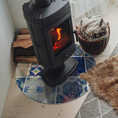 Kulatá skleněná podložka pod kamna Keramické vzory na pozadí