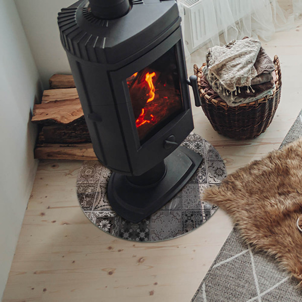 Kulatá podložka pod krb Kachlové dekorativní vzory