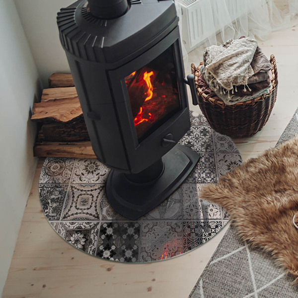 Kulatá podložka pod krb Kachlové dekorativní vzory