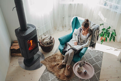 Kulatá skleněná podložka pod kamna Betonová konstrukce s efektem