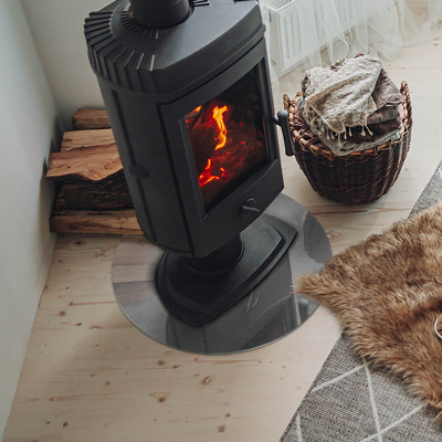 Kulatá skleněná podložka pod kamna Betonová konstrukce s efektem