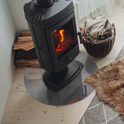 Kulatá skleněná podložka pod kamna Betonová konstrukce s efektem