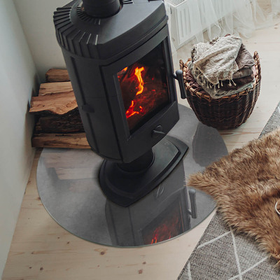 Kulatá skleněná podložka pod kamna Betonová konstrukce s efektem