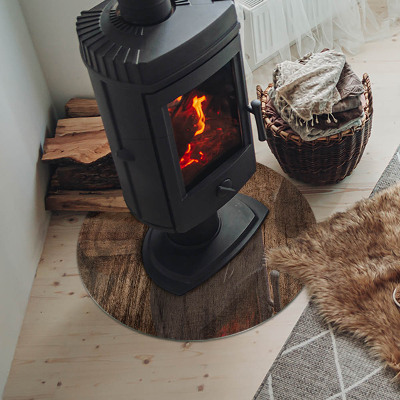 Kulatá podložka pod krb Vzor borovicového dřeva