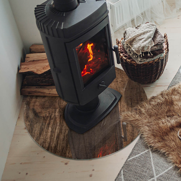 Kulatá podložka pod krb Vzor borovicového dřeva