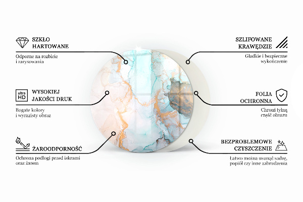 Kulatá skleněná podložka pod kamna Motiv perforované oceli