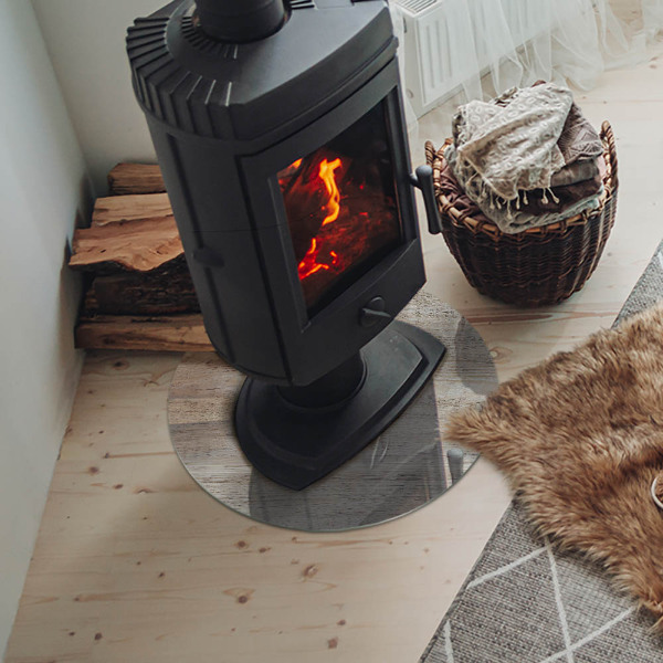 Kulatá podložka pod krb Vzor přirozeného světlého dřeva