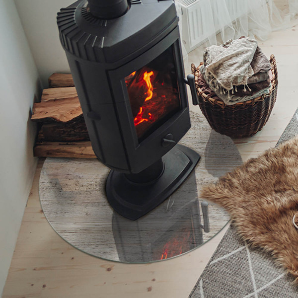 Kulatá podložka pod krb Vzor přirozeného světlého dřeva