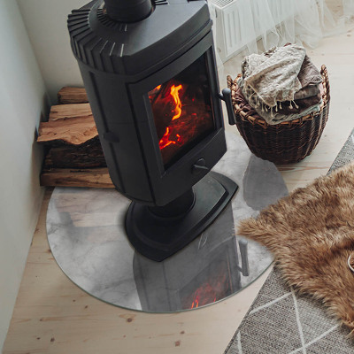 Kulaté sklo pod krbová kamna Mramorová textura v elegantním stylu