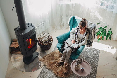 Kulaté sklo pod krbová kamna Kamenný vzor inspirovaný přírodou