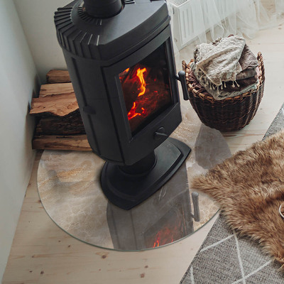 Kulaté sklo pod krbová kamna Kamenný vzor inspirovaný přírodou