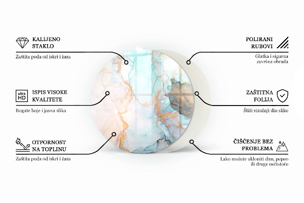 Kulaté sklo pod krbová kamna Dřevěný vzor v geometrickém uspořádání